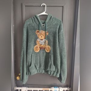 Zaful Green Teddy Bear Sherpa Hoodie